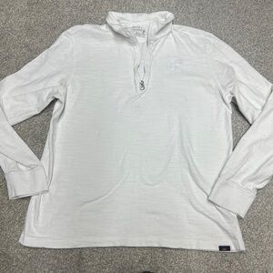 Faherty Sweater Mens Large White Sunwashed Slub Quarter Zip 1/4 Pullover